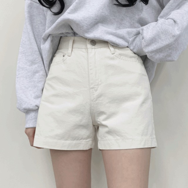 데일리 하이웨스트 면 반바지 (2color)