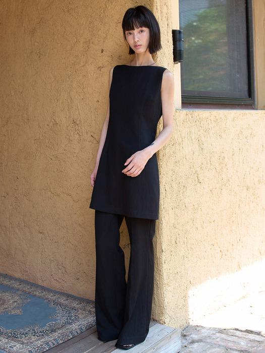 [세트] 레이어드 보트넥 원피스 + 보트 부츠컷 슬랙스 블랙 OU1735