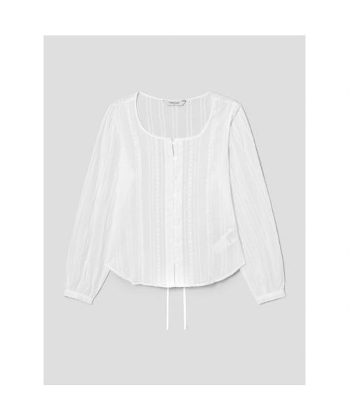 레이스 라운드넥 블라우스  화이트