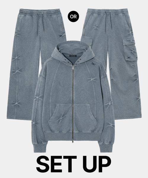 [SET-UP] PINCH WASHED HOOD ZIP-UP BLUE