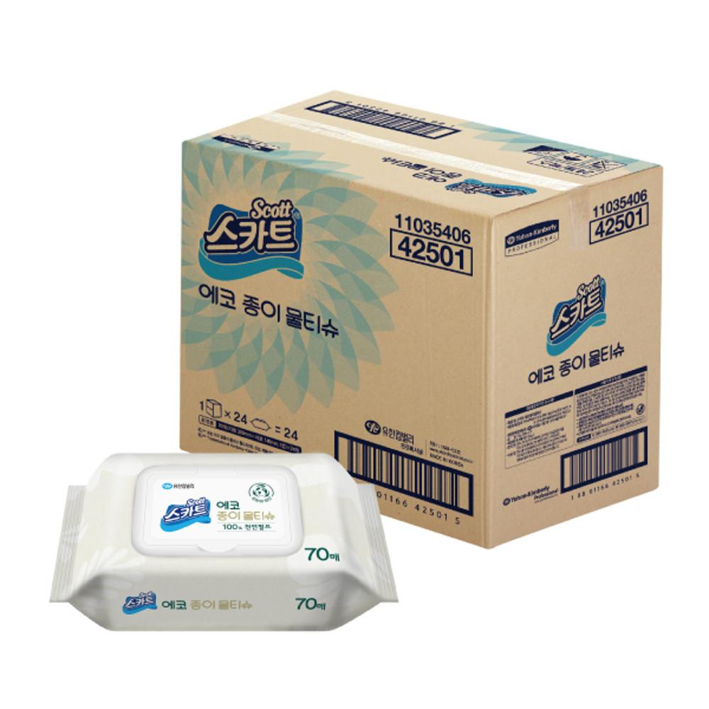 42501 스카트 에코 종이물티슈 캡 70매 (캡형) x 24개