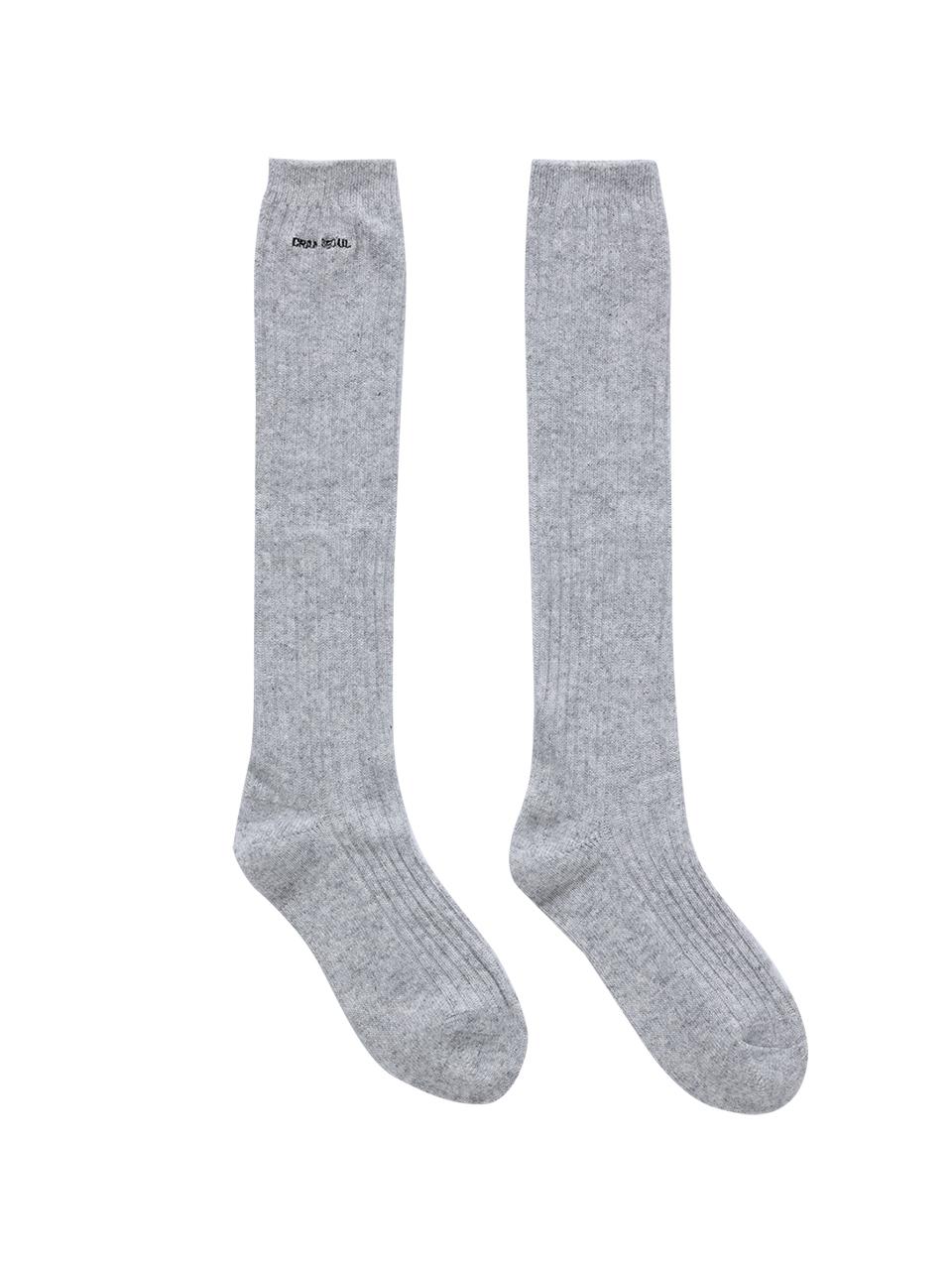 LOGO CASHMERE KNEE SOCKS_LIGHT GREY