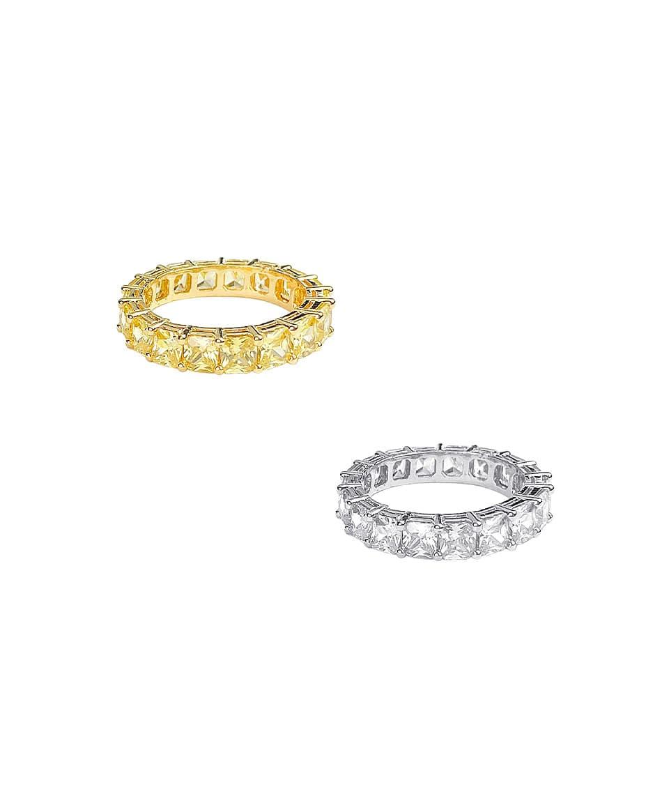 볼드 스퀘어 큐빅 테니스 반지