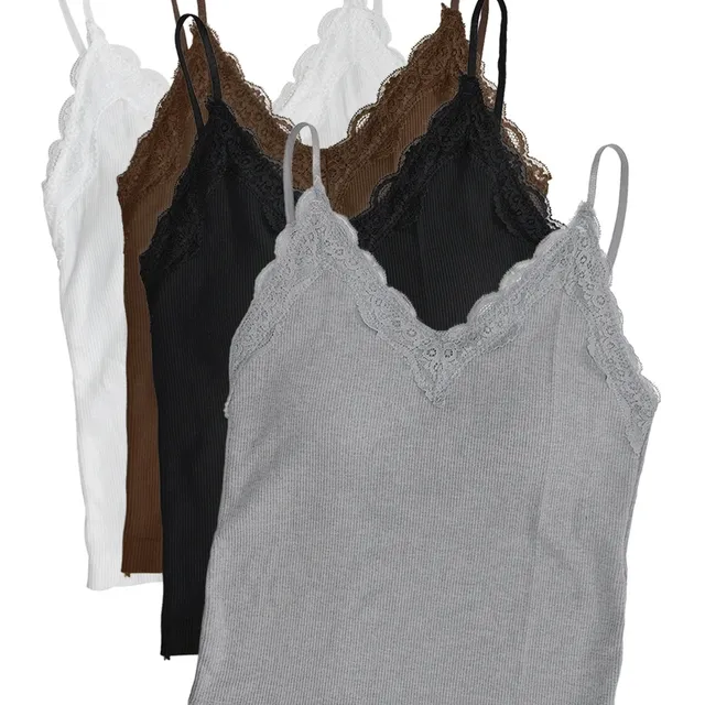 루니 이너 캡 레이스 슬리브리스 탑 (4colors)