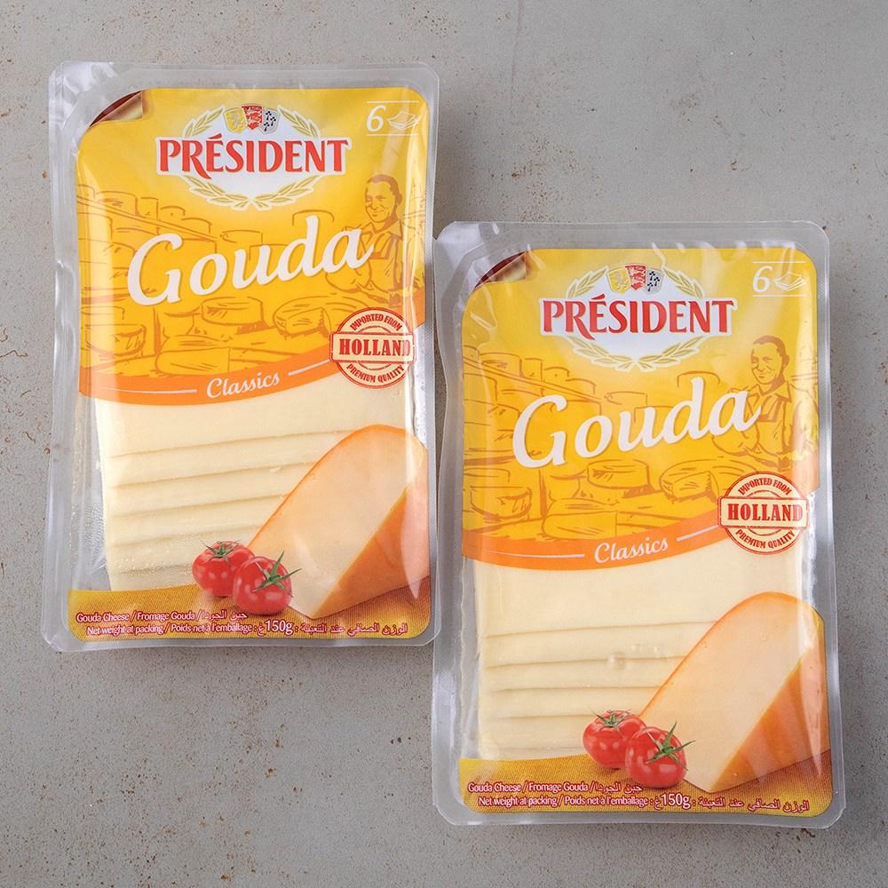 프레지덩 고다 슬라이스 치즈, 150g, 2개 - 체다 | 쿠팡