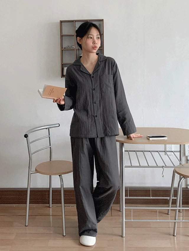 [A.made] 긴팔 모노 스트라이프 커플파자마 남녀공용 잠옷세트