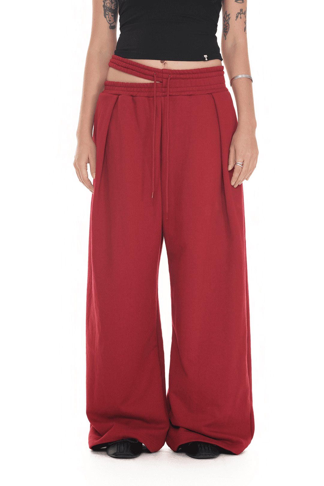 WAIST CUT-OUT PANTS (RED)