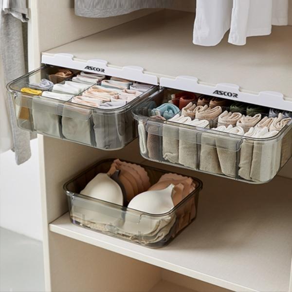 붙이는 부착식 서랍 양말 속옷 정리함 책상 틈새 수납