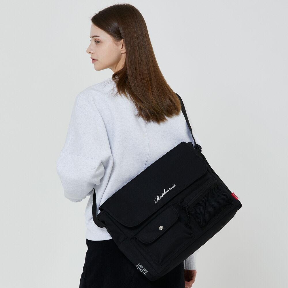 허쉬 메쉬 포켓 크로스 메신저백 (블랙)