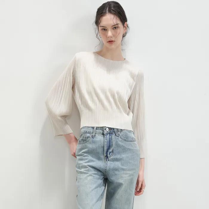 레온 플리츠 탑_ivory