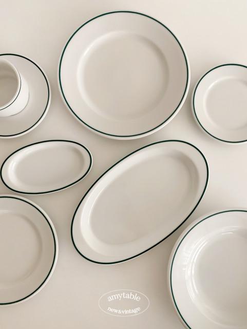 (에이미테이블) 폴바살 그린 오벌 플레이트 오발 접시