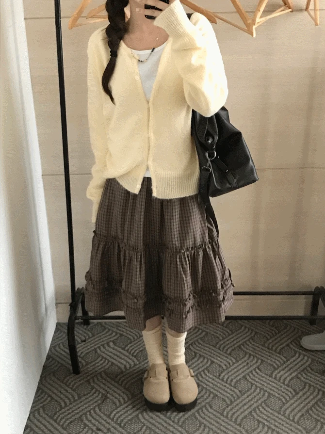 sk - 브리오 체크 미디스커트 [빈티지]