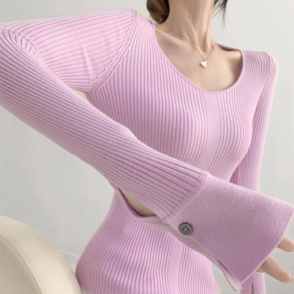 [수입] 무크 라운드넥 골지 니트