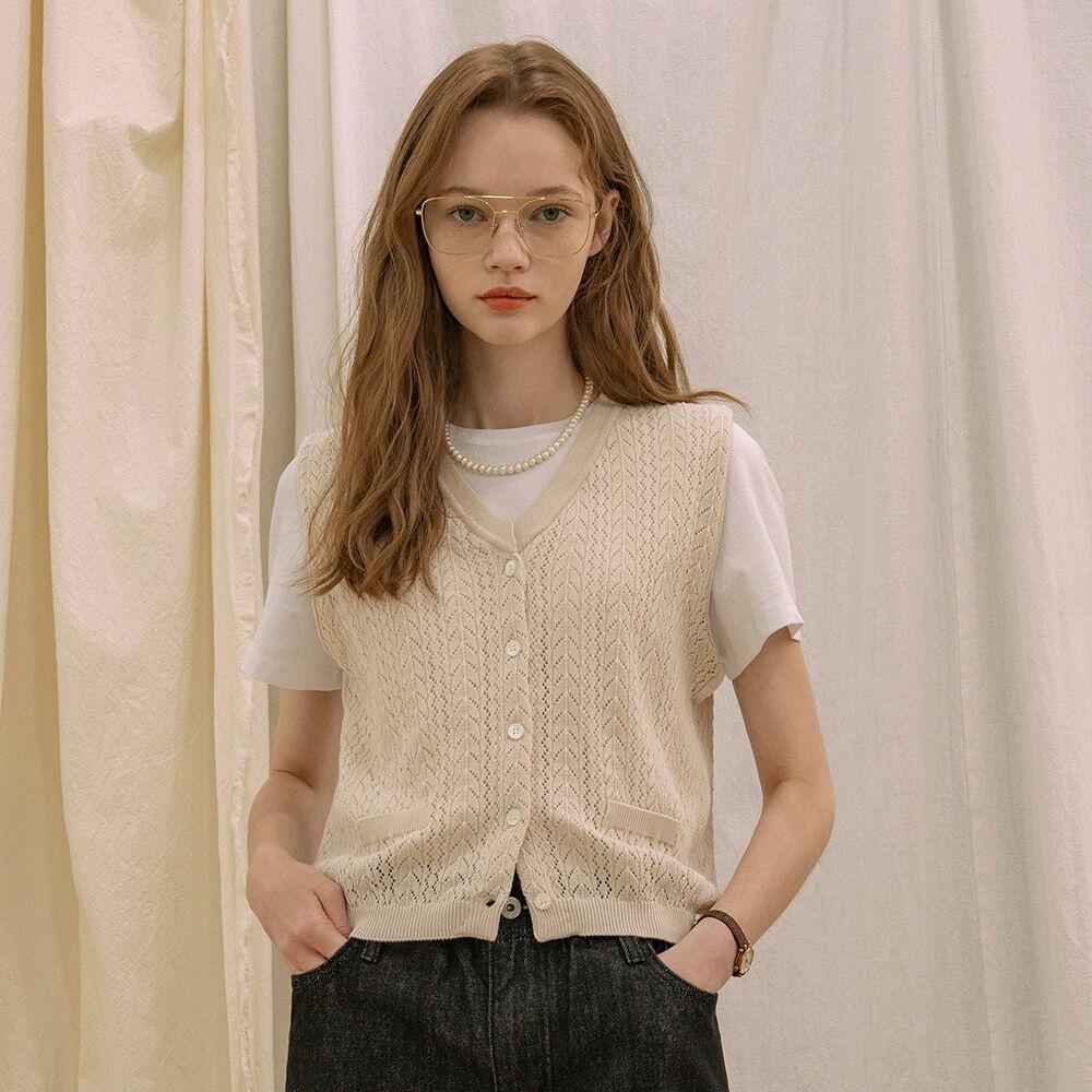 A3424 Resort net vest_Light beige
