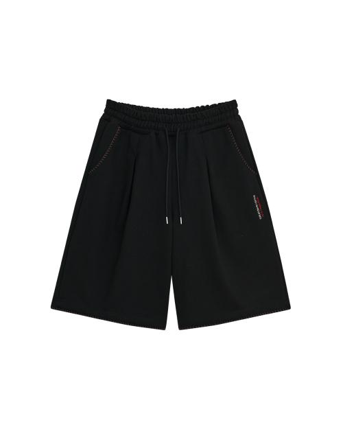 STITCH BERMUDA SWEAT PANTS (BLACK)