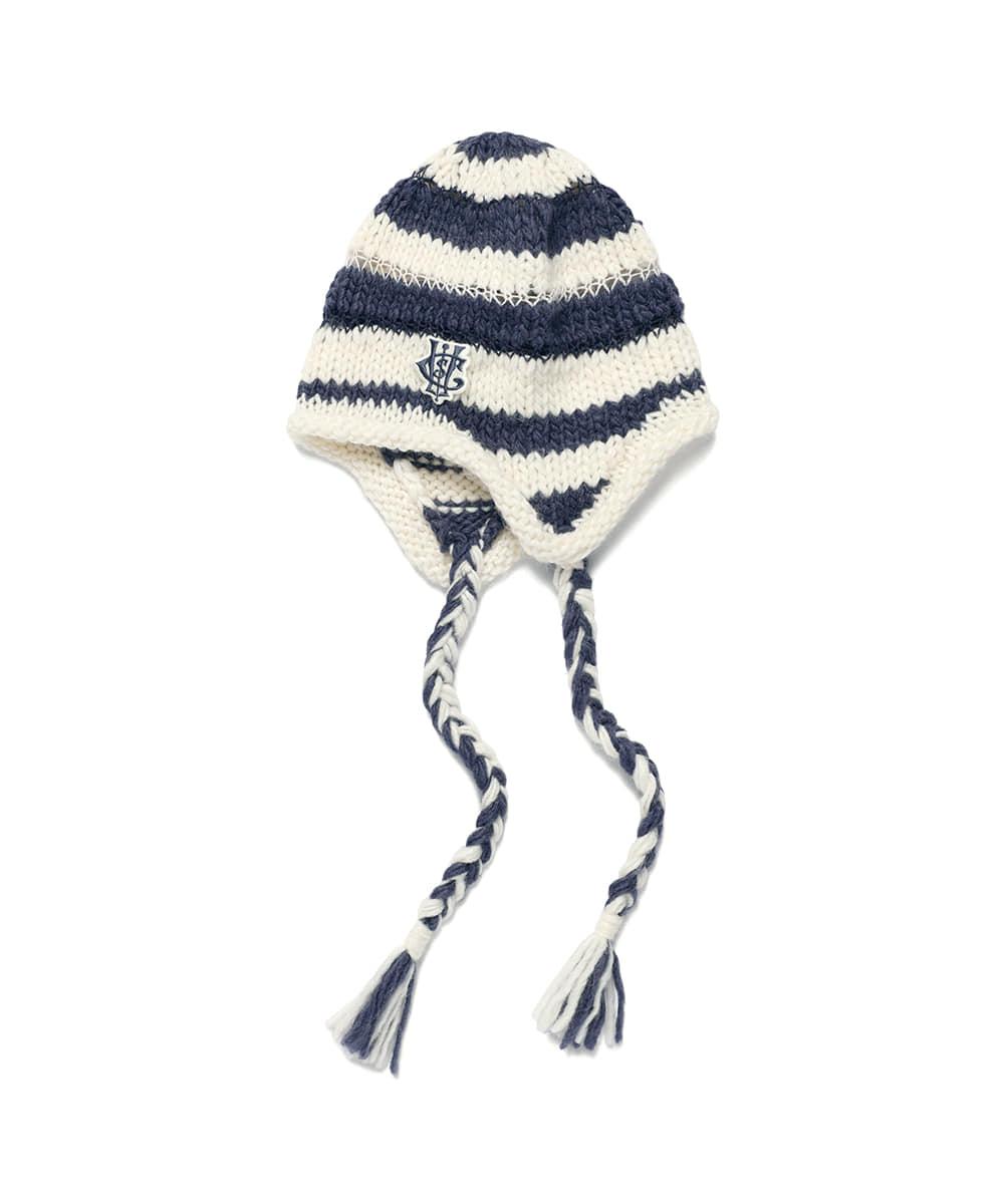 STRIPED EAR FLAP BEANIE[WHITE]