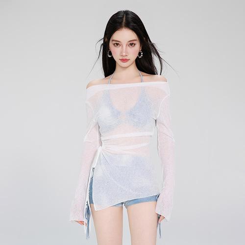 워싱데님룩 휴양지룩 슬림핏 볼륨업 쓰리피스 나시반바지수영복