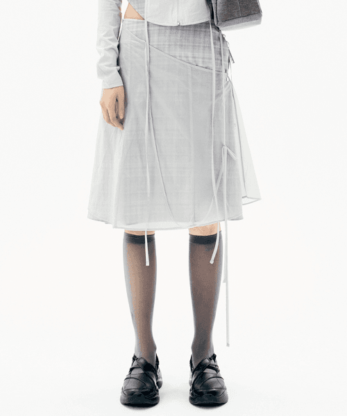 Layered Strap Flare Skirt / Grey