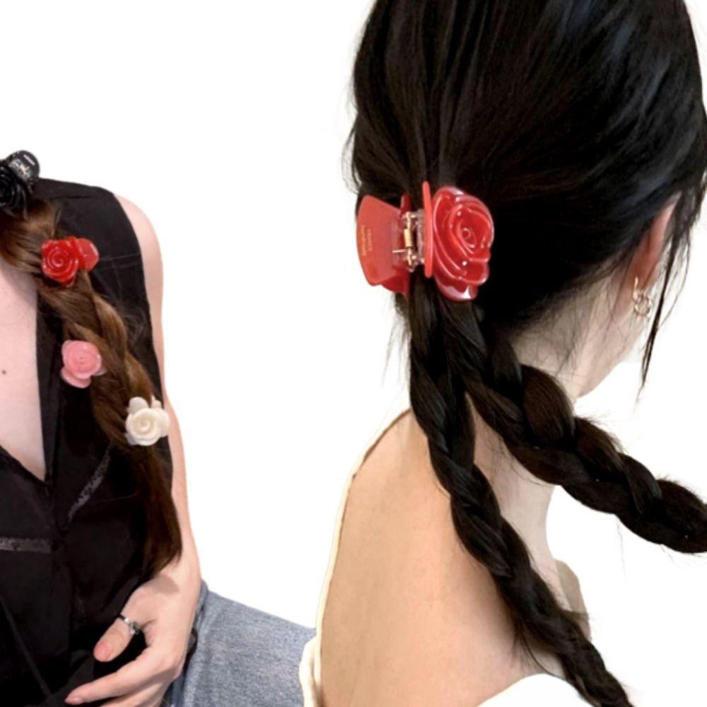 히피와이 [Vintage] Rose Hairpin 장미 큐빅 헤어핀 미니 집게핀 y2k