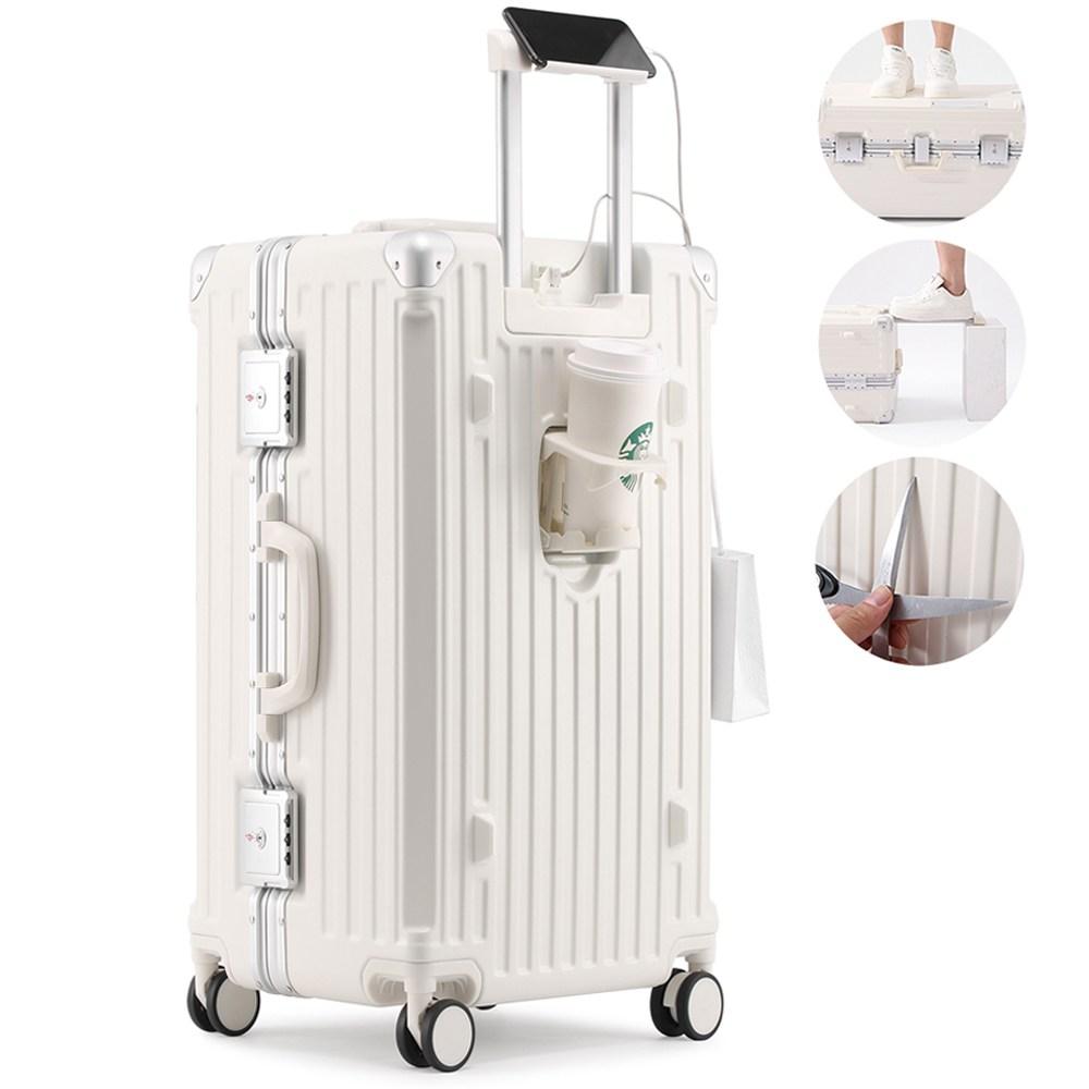 Chephie 튼튼한 대형 하드 여행용 캐리어 대용량, 32인치, 화이트