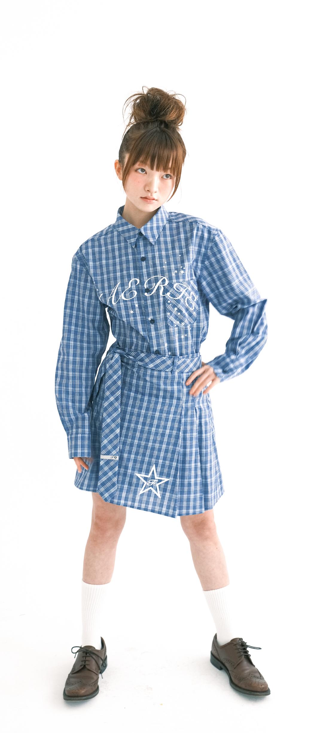 [F.E.E.S] blue check academy pleats skirt (blue)