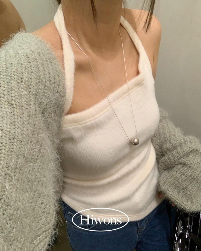 여성 부클 솔잎 볼레로 니트 가디건 3color