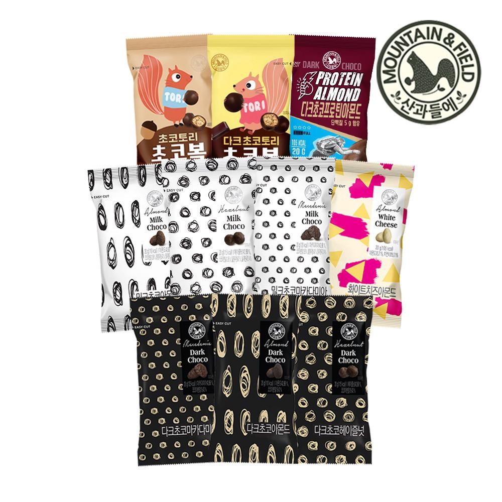 산과들에 초코견과류맛보기팩 22봉 (총 10종 다크 밀크 화이트 초코볼) [원산지:상세설명에 표시]