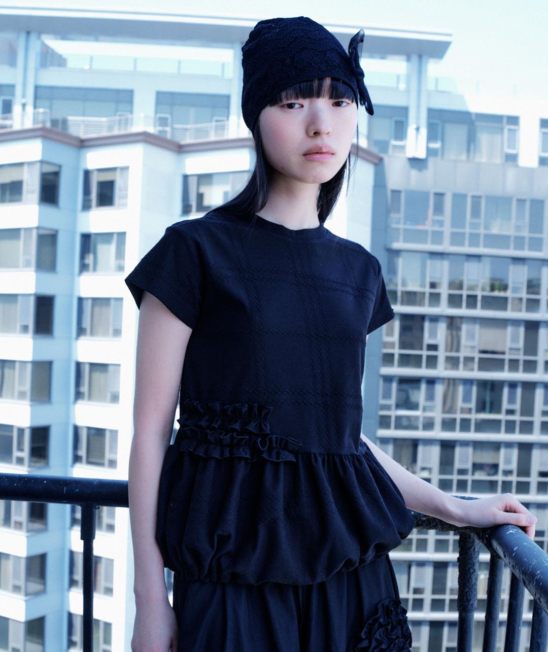 Jacquard Balloon Top [Black]
