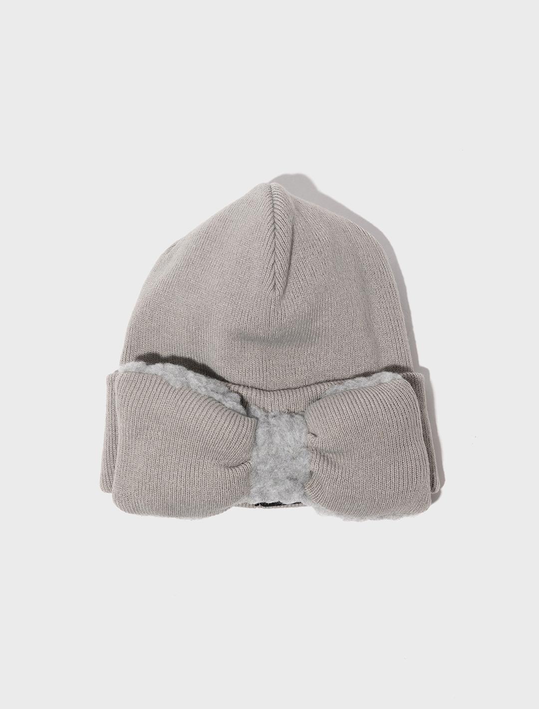 플리스 보우 비니 그레이 - empty