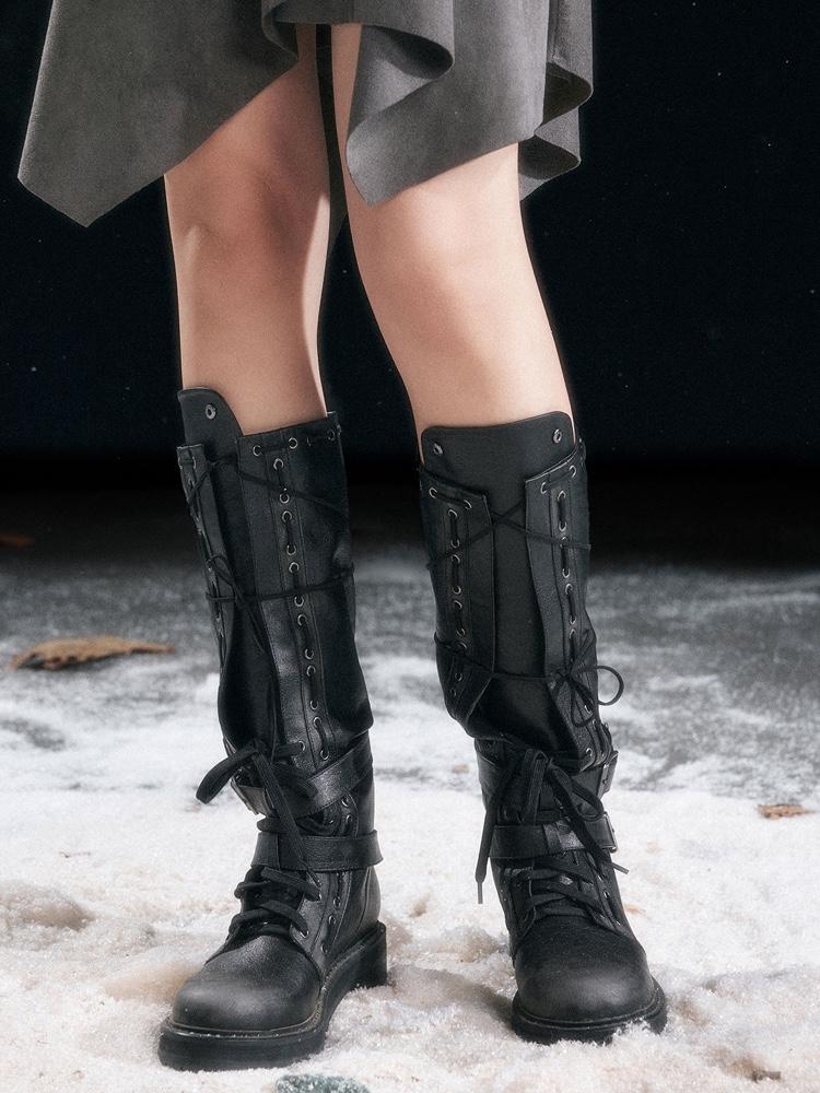 Cest Nous Punk Heavy Duty Fold-Up Black Riding Boots