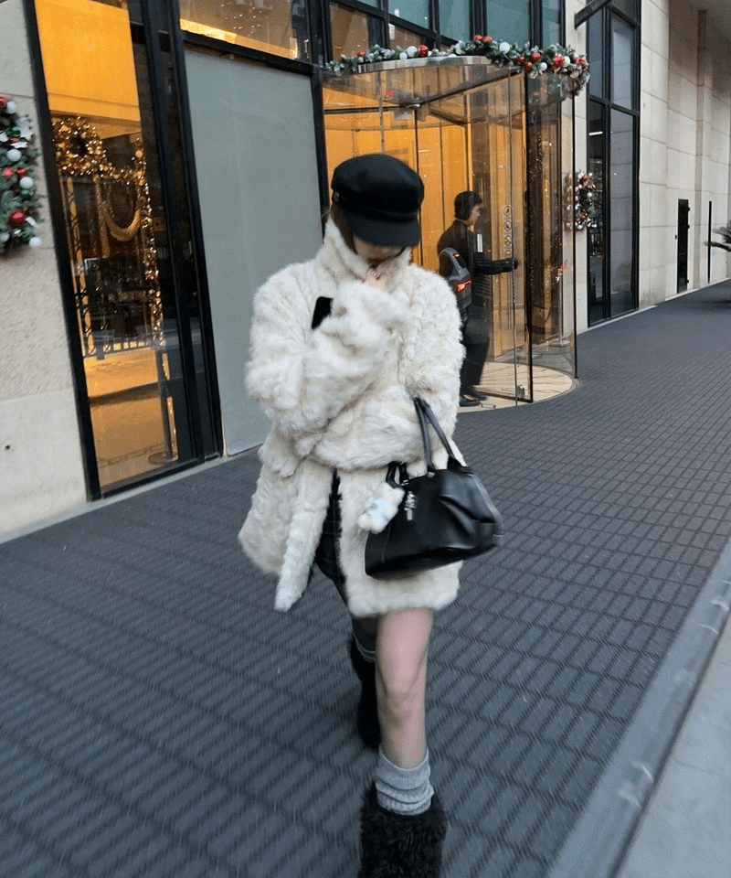 네추럴베이지 에코퍼 하프코트