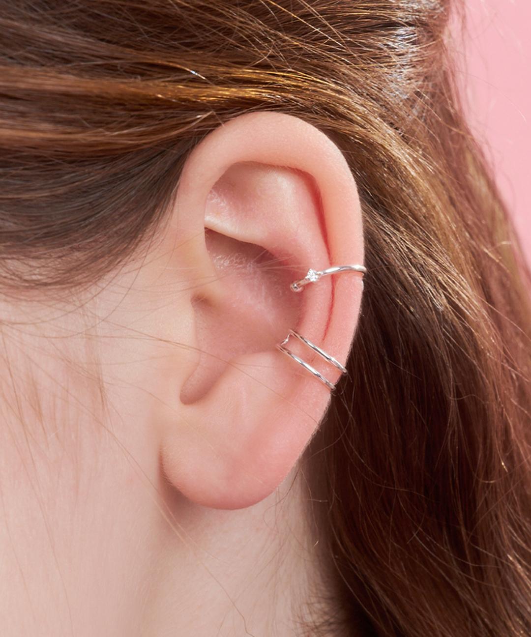 앵브록스 line pearl cubic earcuff set