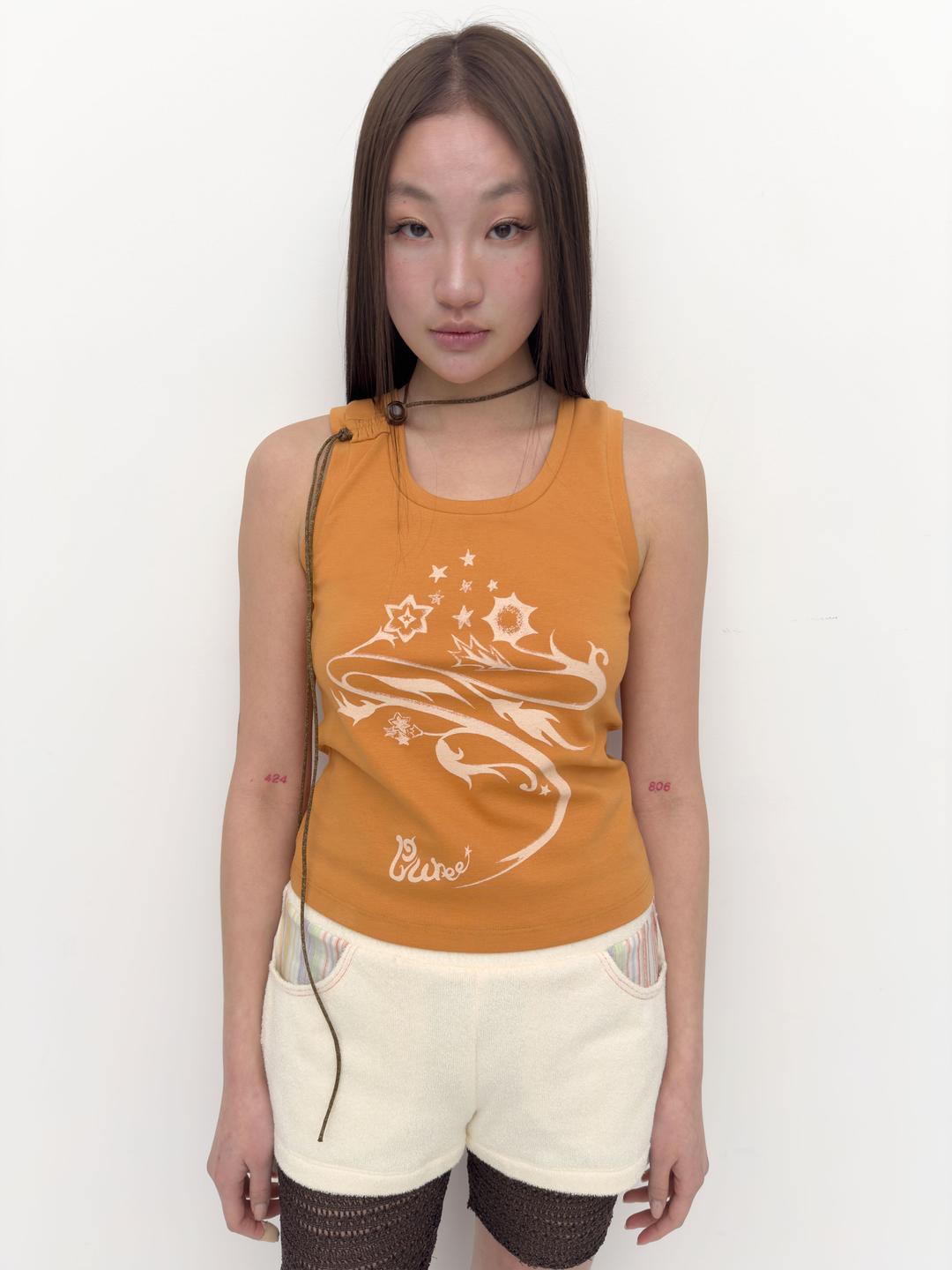 Star flower tank top Orange