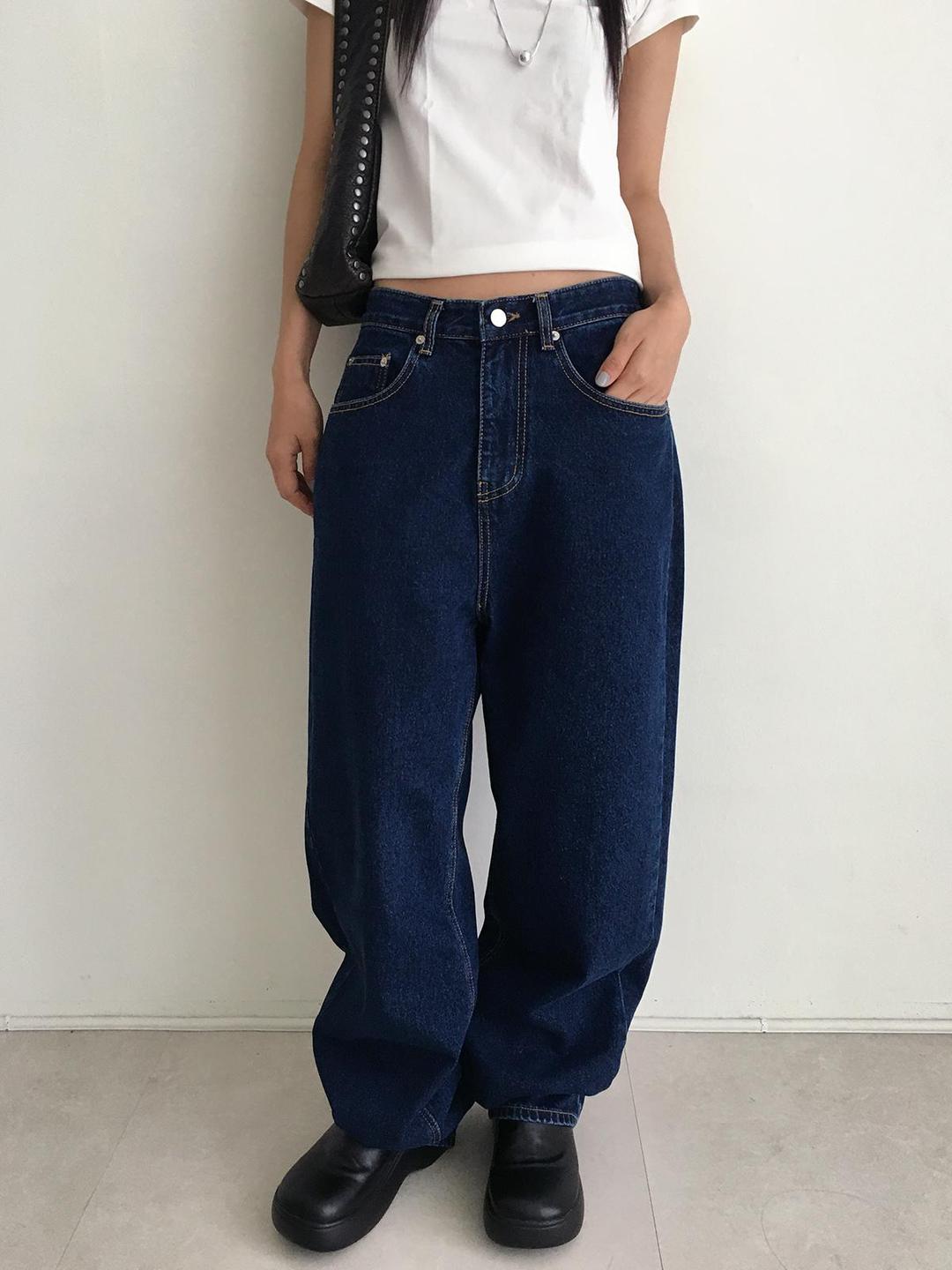 샵오르 90s 빈티지 레귤러핏 데님팬츠 (진청)