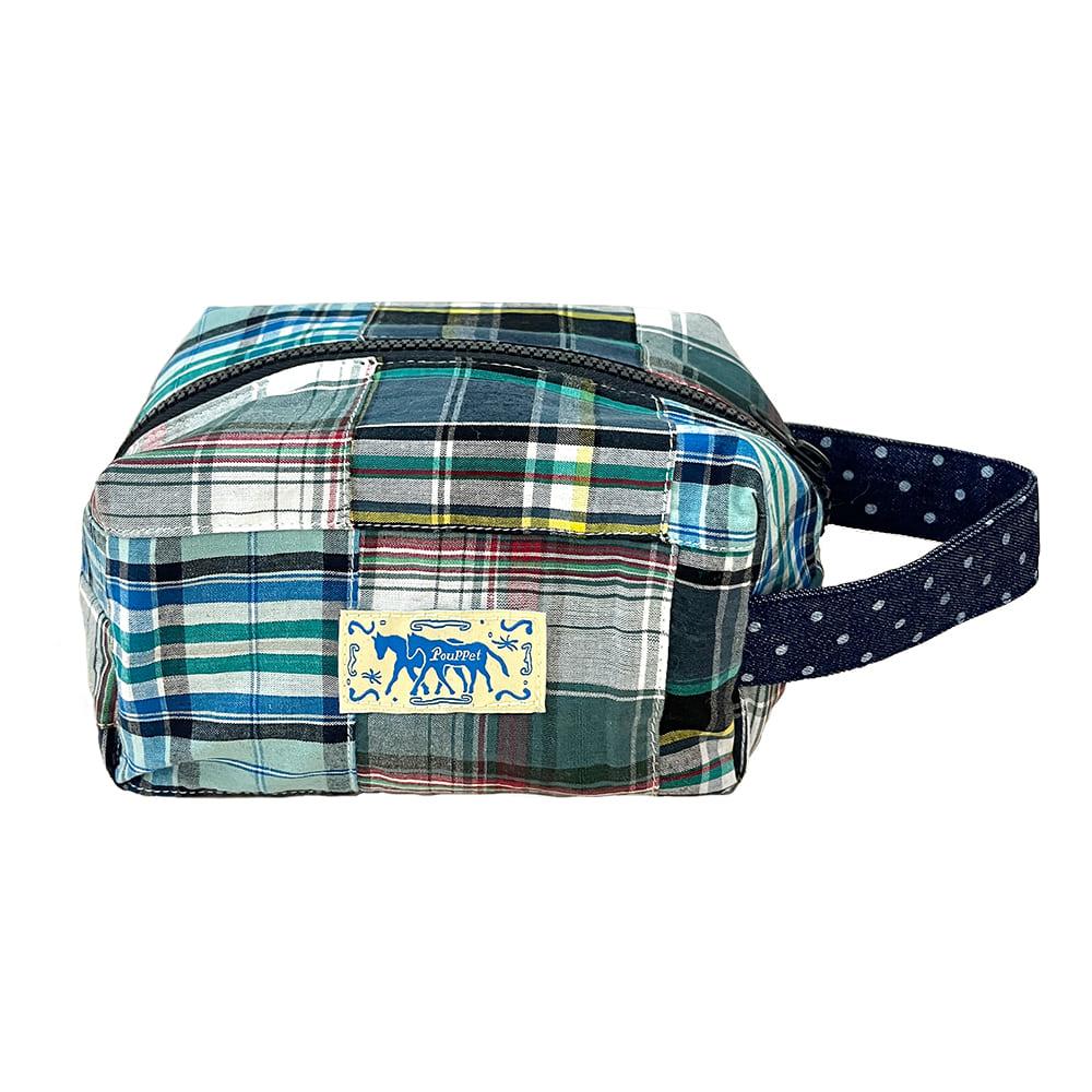 Handle Pouch - Blue Patchwork