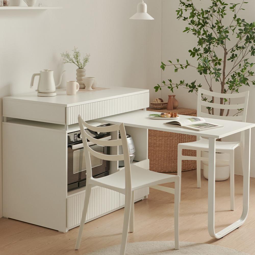 리올 아일랜드 식탁 확장형 템바보드 오픈형 도어형 이동식 수납장 오븐기 밥솥 정리함 홈바