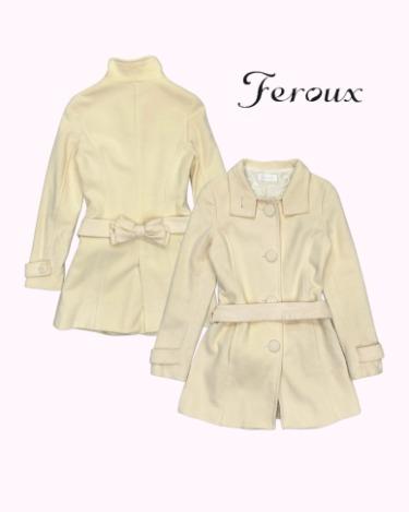 FEROUX glitter yellow ribbon belted coat