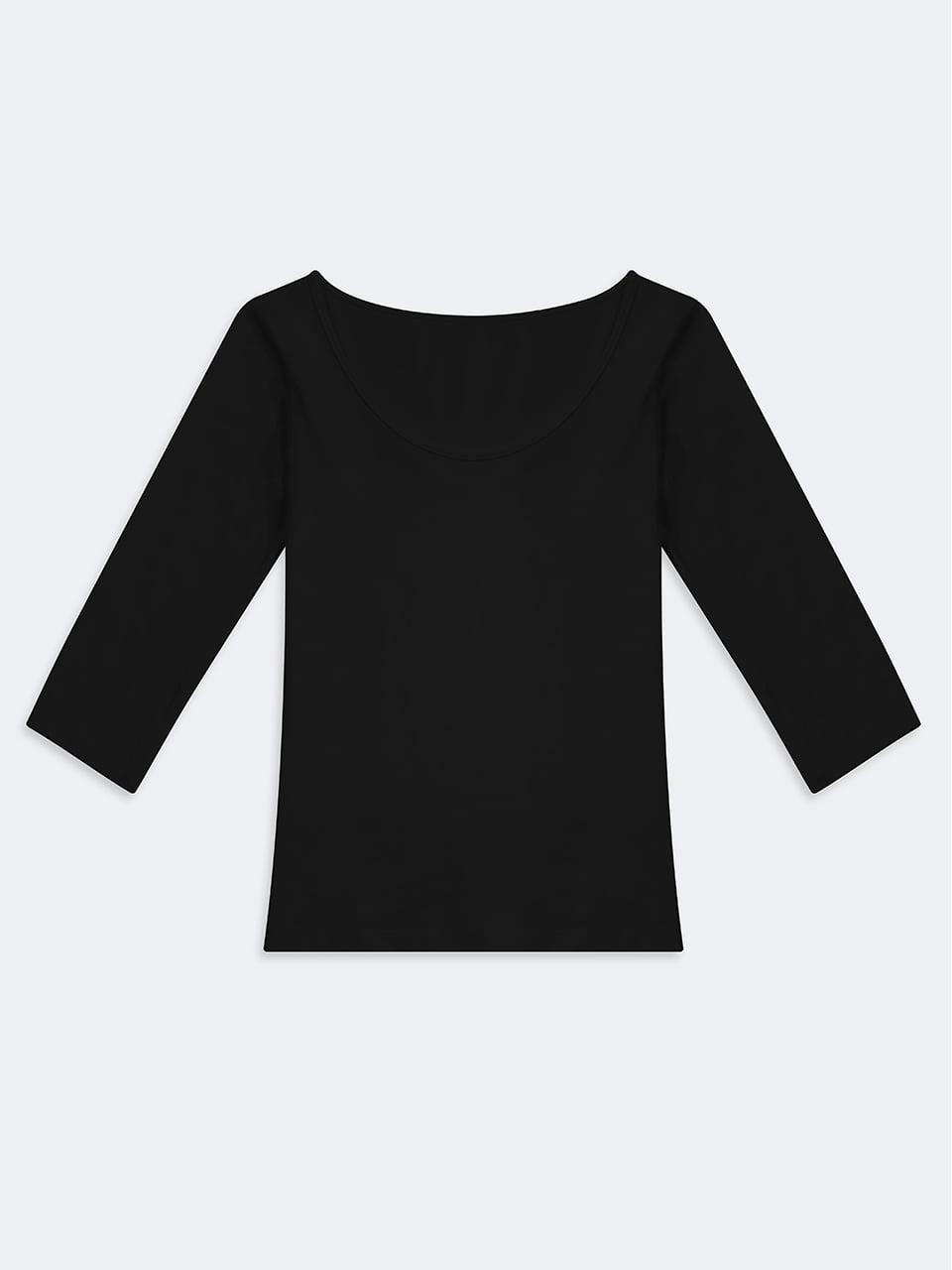 Convertible Three-quarter sleeve top Black
