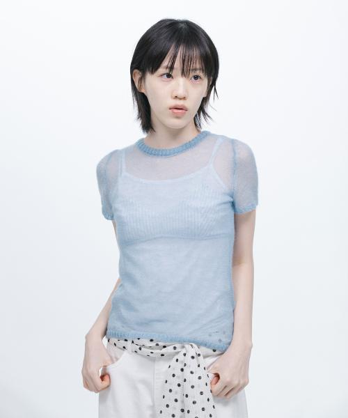 SPANGLE SHEER KNIT, BLUE