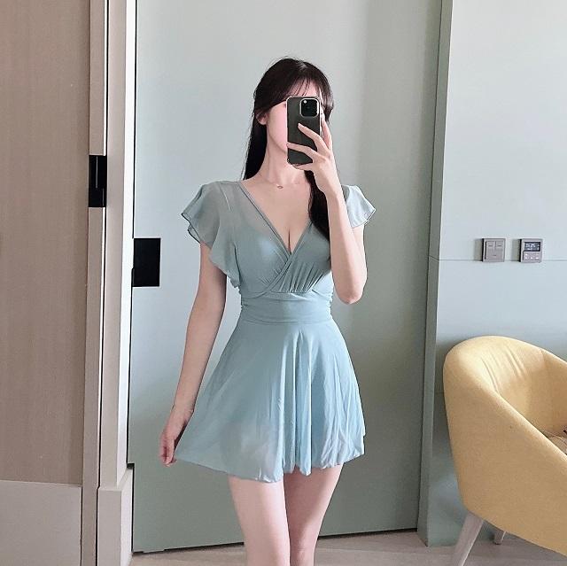 [여름신상할인💙] 바다요정 시스루 체형커버 프릴 셔링 모노키니 비키니 원피스 수영복