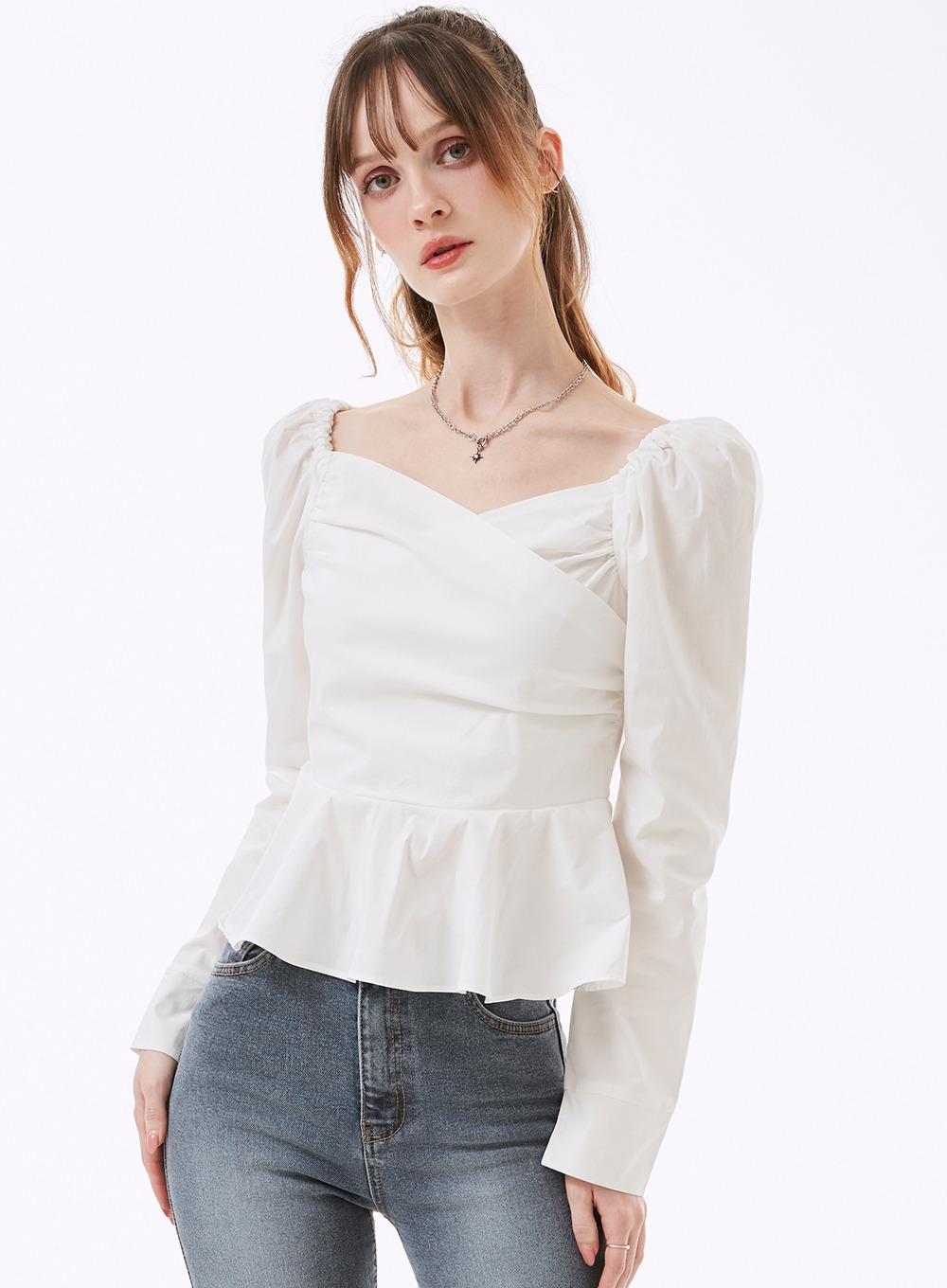 무르판 퍼프 랩 블라우스