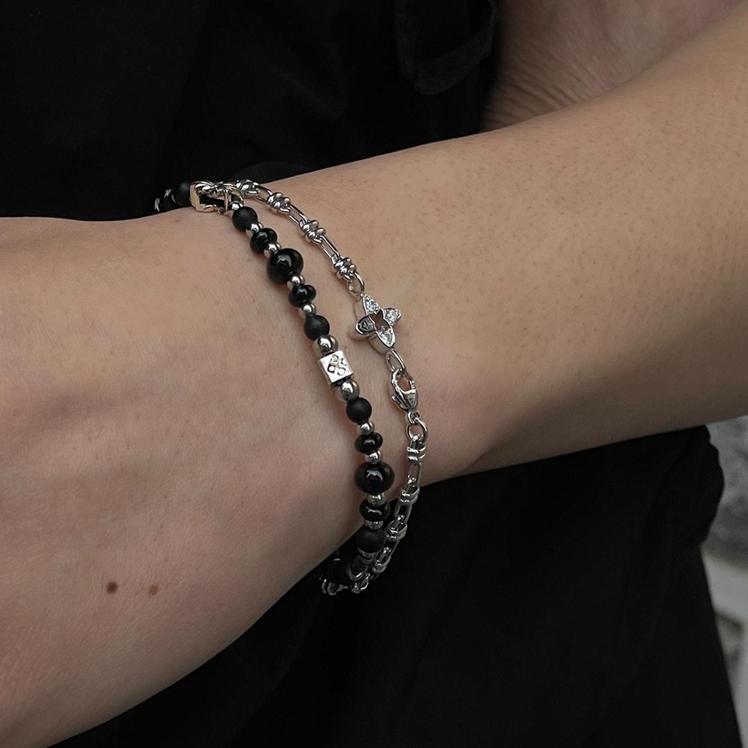 Scudo Flower Stone Roll Bracelet  X Garden Black Karen Beads