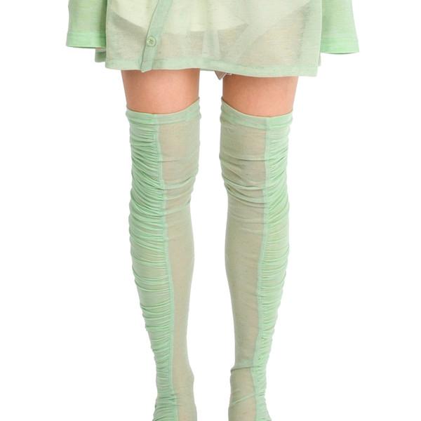 SHIRRING THIGH HIGH SOCKS[LIGHT GREEN]