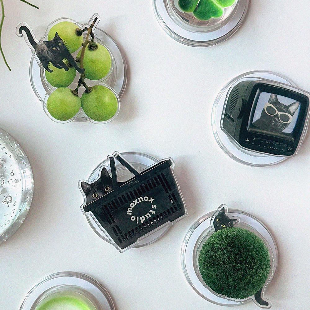 검은 고양이 톡 귀여운 핸드그립 톡 인스타 맥세이프 톡