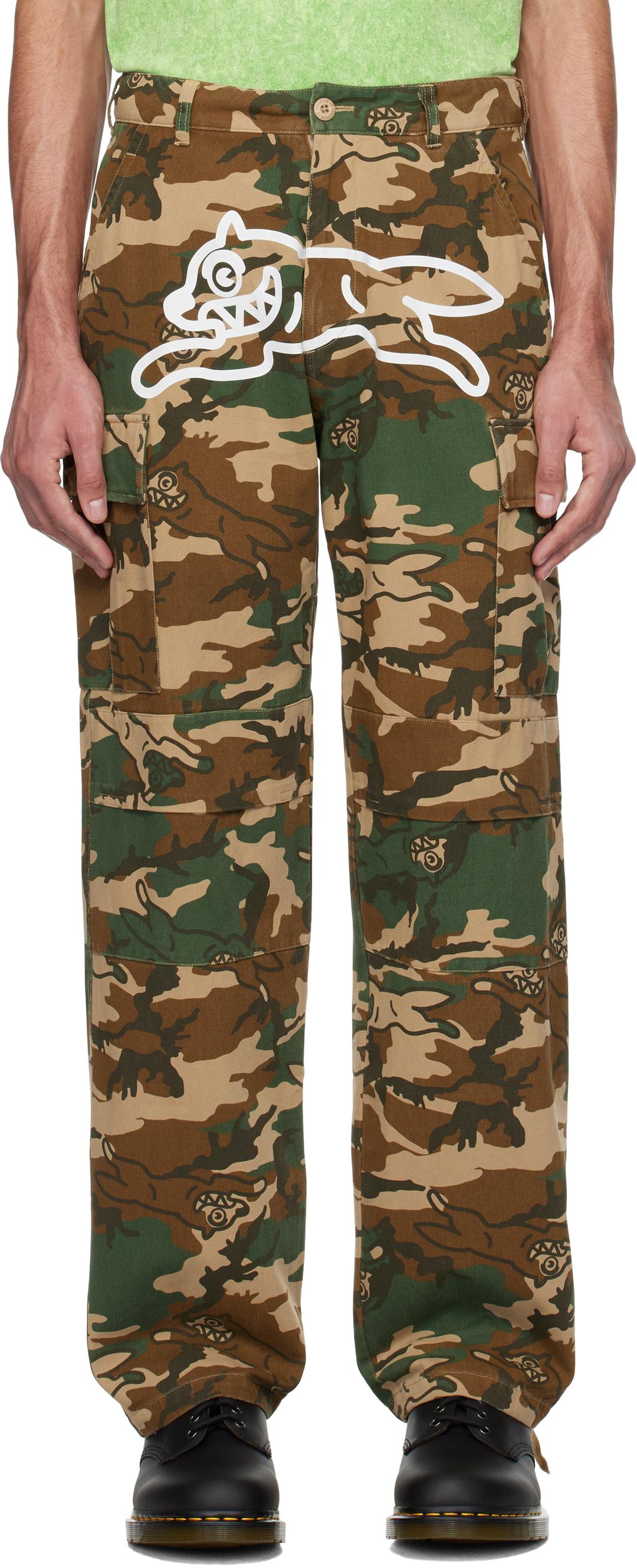 Khaki Running Dog Woodland Camo Cargo Pants