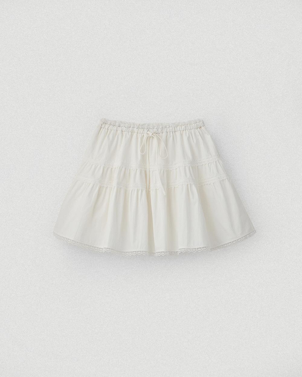 Flare Lace Mini Skirt_White