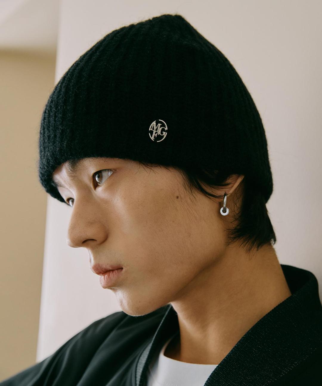 CIRCLE LOGO ALPACA BEANIE black