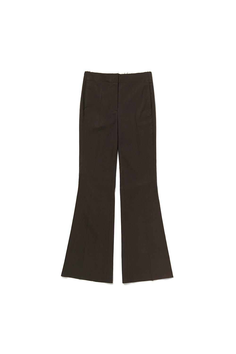 CUT OFF SLIM FLARE SLACKS [CAMEL BROWN]