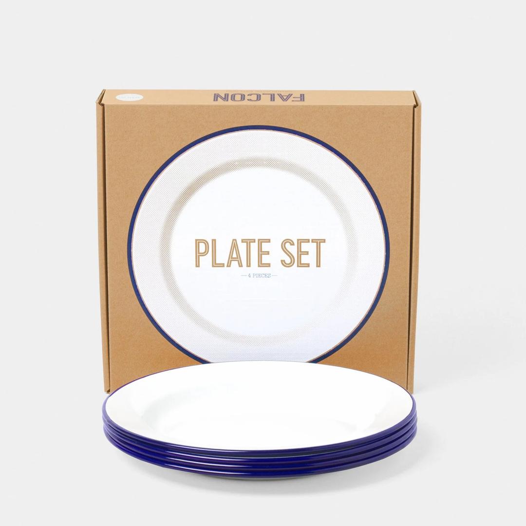 팔콘 에나멜웨어 _24cm plate White with blue rim 법랑그릇
