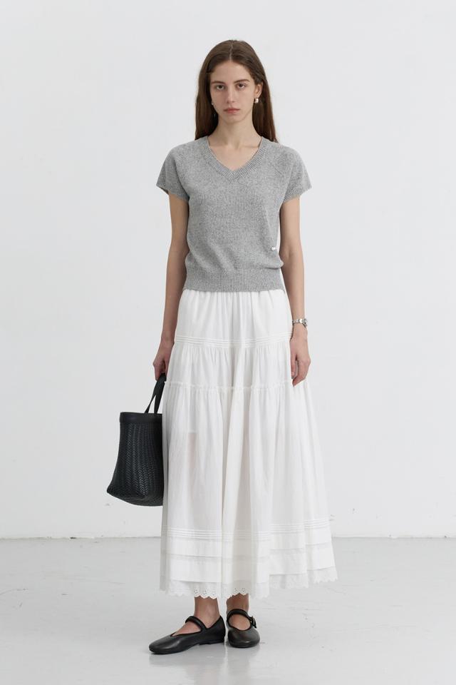 SUMMER LINEN V-NECK KNIT MELANGE GREY